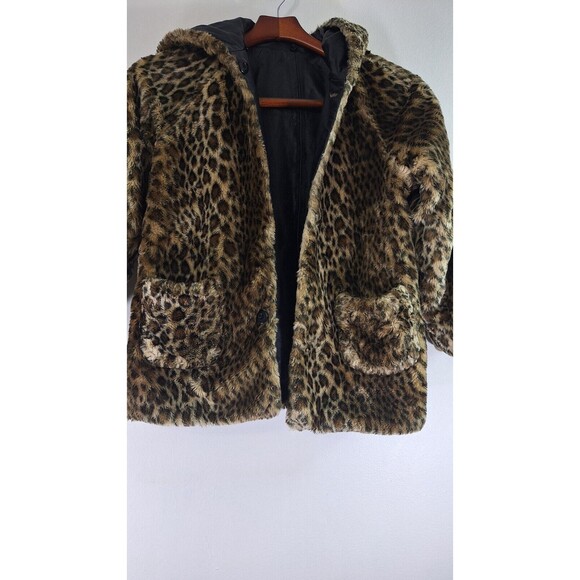 WILSONS LEATHER Coat Girls L Reversible Leopard Print Faux Fur Lined Winter Y2K - Picture 5 of 16